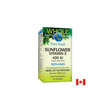 Vitamin E Whole Earth & Sea®/ Витамин Е (oт слънчоглед) 400 IU x 90 софтгел капсули Natural Factors 068958355139