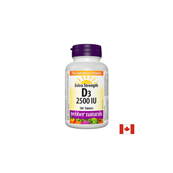 Здрави кости и силен имунитет - Витамин D3 2500 IU, 180 таблетки Webber Naturals 625273035933