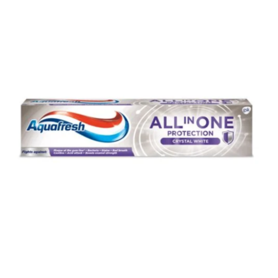 АКВАФРЕШ ПАСТА ЗА ЗЪБИ ALL IN ONE PROTECTION CRYSTAL WHITE 100МЛ - изглед 1