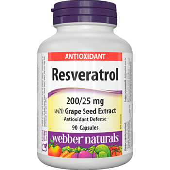 Webber Resveratrol with Grape Seed Extract / РЕСВЕРАТРОЛ 200МГ + ГРОЗДОВО СЕМЕ 25МГ КАПС. Х 90