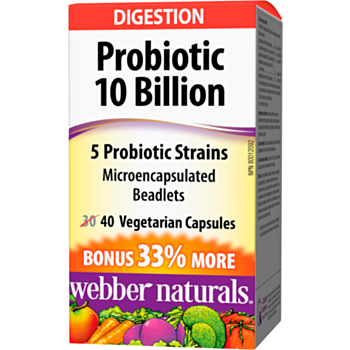Webber Probiotic 10 Billion / ПРОБИОТИК 10 МЛРД. АКТИВНИ ПРОБИОТИЦИ, 5 ЩАМА КАПС. Х 40