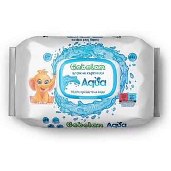 БЕБЕЛАН МОКРИ КЪРПИ AQUA 99,6% ПРЕЧИСТЕНА ВОДА С КАПАК Х 64БР