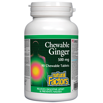 Natural Factors Ginger Chewable/ Джинджифил 500 mg х 90 дъвчащи таблетки