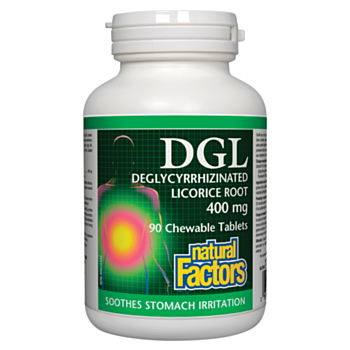 Natural Factors DGL - Deglycyrrhizinated Licorice Root  /Деглициризиран сладник / Женско биле 400 mg x 90 дъвчащи таблетки