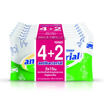 АГИВА МОКРИ КЪРПИ АНТИБАКТЕРИАЛНИ Х 15 БР. 4+2