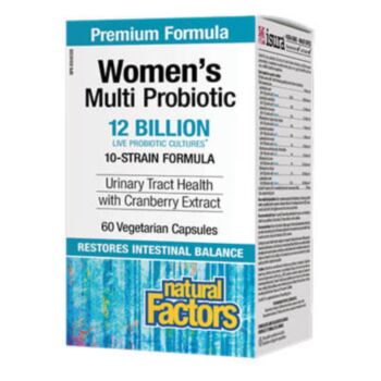 Natural Factors Women’s Multi Probiotic with CranRich® 12 billion active cells Premium Formula /Мулти пробиотик за жени 12 млрд.активни пробиотици с добавена Червена боровинка CranRich® капс. Х 90