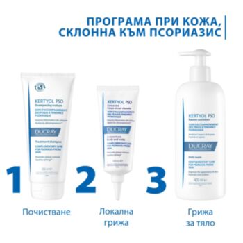 ДЮКРЕ КЕРТИОЛ ПСО РУТИНА ПРИ КОЖА, СКЛОННА КЪМ ПСОРИАЗИС - ШАМПОАН 200МЛ + КОНЦЕНТРАТ 100МЛ + БАЛСАМ 400МЛ