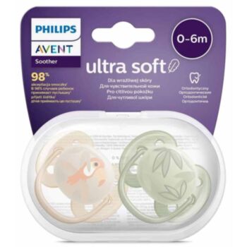 АВЕНТ ЗАЛЪГАЛКИ ОРТОДОНТИЧНИ ULTRA SOFT 0-6M X 2БР С КАРТИНКА ТУКАН И ЛИСТА SCF091/07