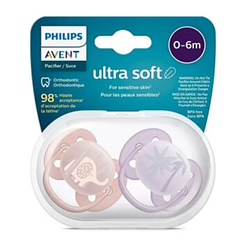 АВЕНТ ЗАЛЪГАЛКИ ОРТОДОНТИЧНИ ULTRA SOFT 0-6M X 2БР СЛОНЧЕ SCF091/09