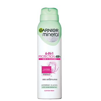 ГАРНИЕ ДЕЗОДОРАНТ СПРЕЙ ДАМСКИ  MINERAL PROTECTION 6 COTTON FRESH 150МЛ*