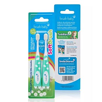 BRUSH BABY КОМПЛЕКТ ЧЕТКИ ЗА ЗЪБИ SOFTBRUSH С НАНО СРЕБРО 2БР