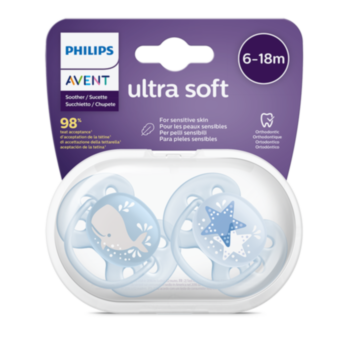 АВЕНТ ЗАЛЪГАЛКИ ОРТОДОНТИЧНИ ULTRA SOFT 6-18M X 2БР КИТ И ЗВЕЗДА SCF223/03 *