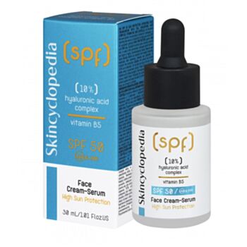 СКИНЦИКЛОПЕДИЯ СЛЪНЦЕЗАЩИТЕН КРЕМ-СЕРУМ ЗА ЛИЦЕ SPF50 10% ХИАЛУРОН И ВИТАМИН Б5 30МЛ 3770304