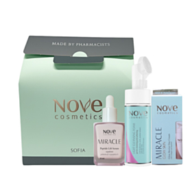 NOVE COSMETICS МИРАКЪЛ GLOW SKIN КРЕМ ЗА ЛИЦЕ + ПОЧИСТВАЩА ПЯНА + СЕРУМ С ПЕПТИДИ + ПОД. КУТИЯ