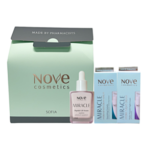 NOVE COSMETICS МИРАКЪЛ ХИДРАТИРАЩ ДНЕВЕН КРЕМ-СЕРУМ + НОЩЕН КРЕМ + СЕРУМ С ПЕПТИДИ + ПОД. КУТИЯ