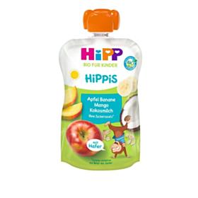 ХИП 47011 БИО ПЛОДОВА ЗАКУСКА ЯБЪЛКА, БАНАН, МАНГО, КОКОСОВО МЛЯКО И ОВЕС 100ГР