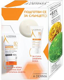 А-ДЕРМА КОМПЛЕКТ ЕКЗОМЕГА КОНТРОЛ СЛЪНЦЕЗАЩИТЕН ЕМОЛИЕНТЕН КРЕМ SPF50+ 150МЛ+ПРОТЕКТ КРЕМ SPF50+ 40М