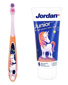 JORDAN КОМПЛЕКТ ЧЕТКА ЗА ЗЪБИ 9+ + ПАСТА ЗА ЗЪБИ 6-12