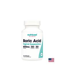 Вагинални инфекции - Борна киселина, 600 mg x 30 вагинални капсули Nutricost 810014673035