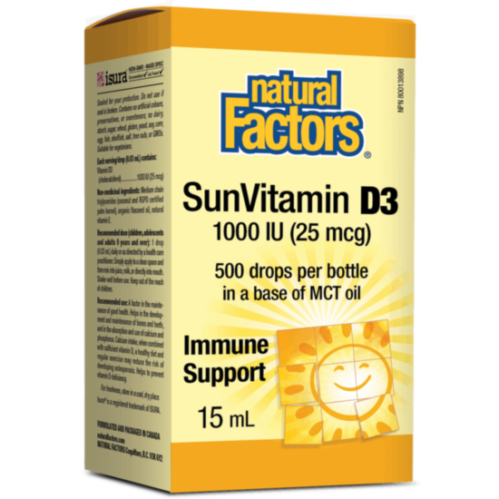 Natural Factors Vitamin D3/ Витамин D3 400 IU x 15 ml/ 500 дози