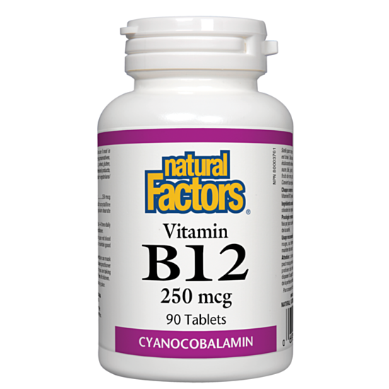 Natural Factors Vitamin B12/ Витамин В12 (цианокобаламин) 250 mcg х 90 таблетки