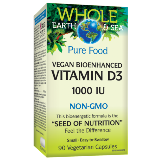 Natural Factors Vitamin D3 Whole Earth & Sea®/ Витамин D3 (веган) 1000 IU х 90 капсули