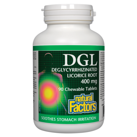 Natural Factors DGL - Deglycyrrhizinated Licorice Root  /Деглициризиран сладник / Женско биле 400 mg x 90 дъвчащи таблетки