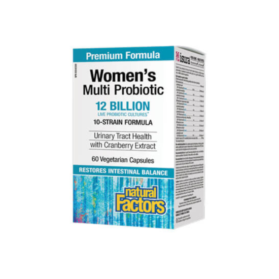 Natural Factors Women’s Multi Probiotic with CranRich® 12 billion active cells Premium Formula /Мулти пробиотик за жени 12 млрд.активни пробиотици с добавена Червена боровинка CranRich® капс. Х 90