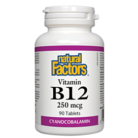 Natural Factors Vitamin B12/ Витамин В12 (цианокобаламин) 250 mcg х 90 таблетки