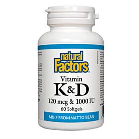 Natural Factors Vitamin K2 & D3 / Витамин К2 и D3 капс. x 60