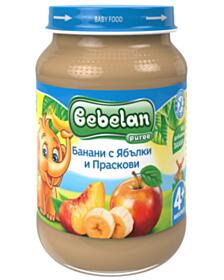 БЕБЕЛАН 2158  ПЮРЕ ОТ БАНАНИ ЯБЪЛКИ И ПРАСКОВИ 4+ 190ГР