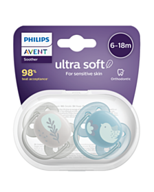 АВЕНТ ЗАЛЪГАЛКИ ОРТОДОНТИЧНИ ULTRA SOFT 6-18М Х 2БР ПТИЦА SCF091/15