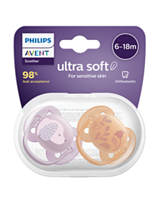 АВЕНТ ЗАЛЪГАЛКИ ОРТОДОНТИЧНИ ULTRA SOFT 6-18М Х 2БР КУЧЕ SCF091/18