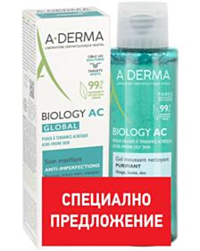 А-ДЕРМА КОМПЛЕКТ БИОЛОДЖИ АС ГЛОБАЛ ПРОТИВ НЕСЪВЪРШЕНСТ 40МЛ+ПОДАРЪК BIOLOGY AC ПЕНЕЩ СЕ ГЕЛ 100МЛ B