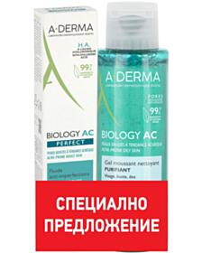 А-ДЕРМА КОМПЛЕКТ БИОЛОДЖИ АС ПЕРФЕКТ ФЛУИД ЗА ЛИЦЕ 40МЛ+ПОДАРЪК BIOLOGY AC ПЕНЕЩ СЕ ГЕЛ 100МЛ B