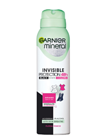 ГАРНИЕ ДЕЗОДОРАНТ СПРЕЙ ДАМСКИ MINERAL INVISIBLE BLACK, WHITE & COLORS 150МЛ