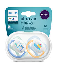 АВЕНТ ЗАЛЪГАЛКИ ОРТОДОНТИЧНИ ULTRA AIR 0-6М Х 2БР. КОРАБЧЕ МОМЧЕ SCF080/01