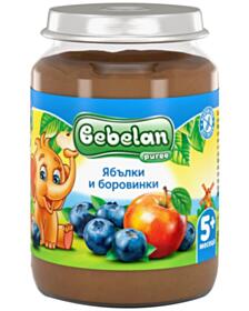 БЕБЕЛАН 3822 ПЮРЕ ОТ ЯБЪЛКИ И БОРОВИНКИ 5+ 190ГР