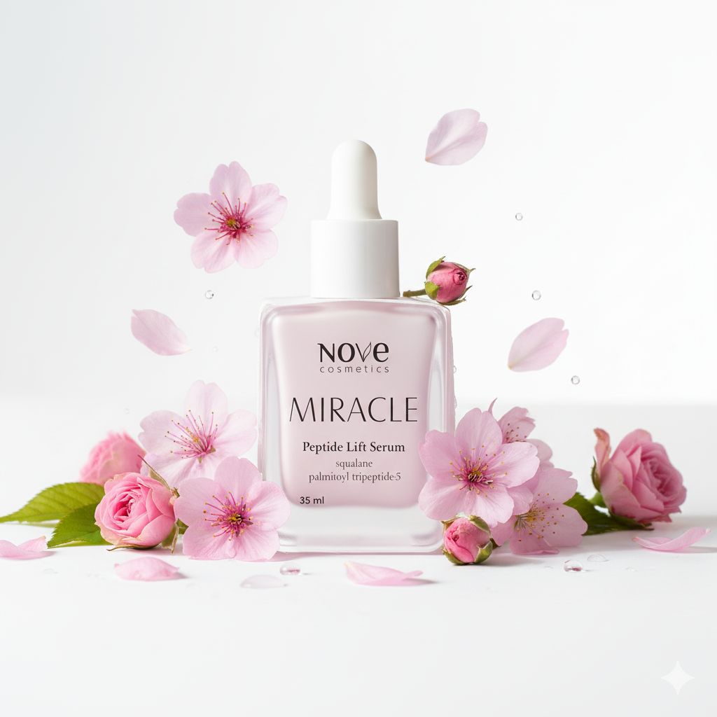 Жена нанася серум със сквалан на лицето си